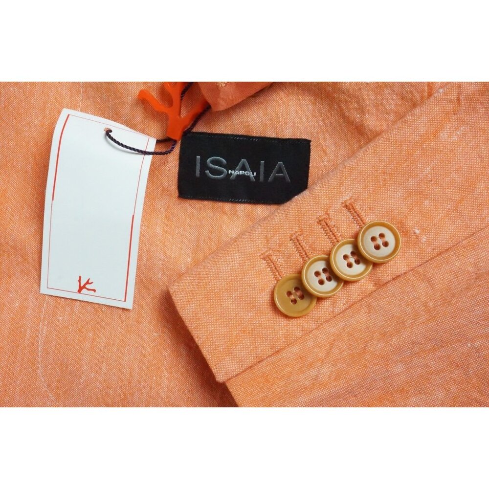 Isaia Napoli Orange Creamsicle Linen Blend Sport Coat Jacket 40R NEW